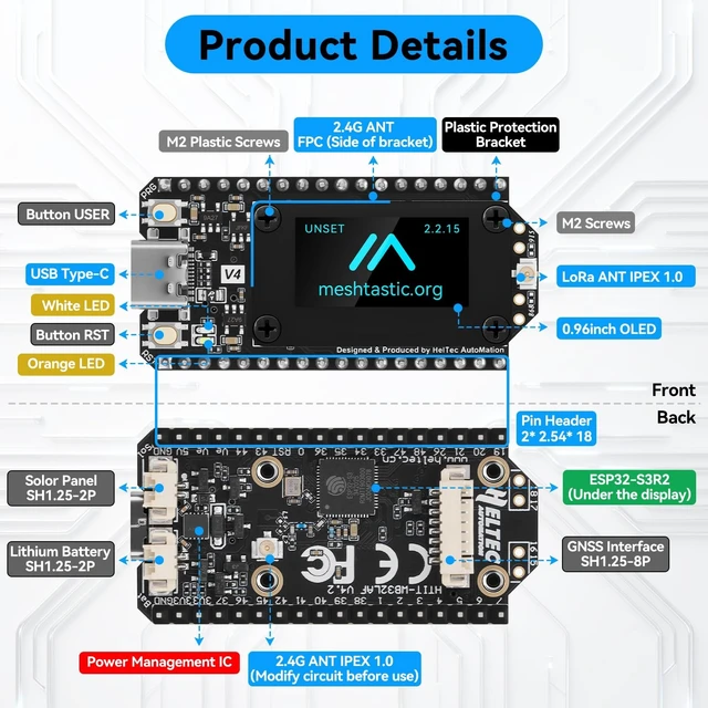 Alt view image 4 of 5 - ESP32 LoRa V4 Development Board for Meshtastic MeshCore LoRaWAN 2pcs