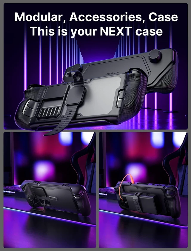 Alt view image 2 of 5 - JSAUX ModCase for Steam Deck/Steam Deck OLED, PC0104 Modular Valve Steam Deck Case Include Protective Case, Face Cover, Cooling Fan, Metal Bracket and Strap - Cooler Set