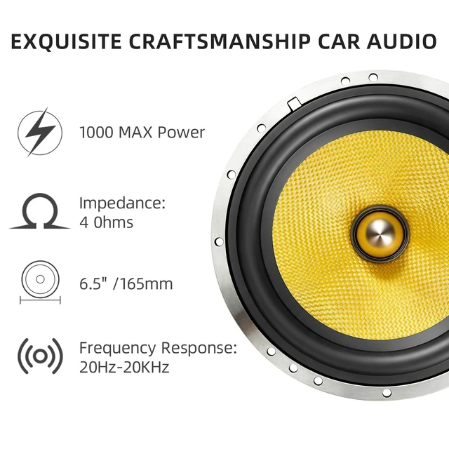 Alt view image 5 of 5 - 6.5 Inch Car Speakers 1000W Glass Fiber Cone Woofer 6.5" Speaker Car Audio