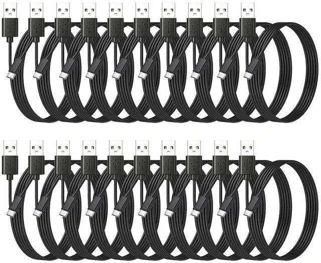 Main image of USB A to USB C Cable 20 Pack 6FT, 3A Fast Charging Type C Charger Cord