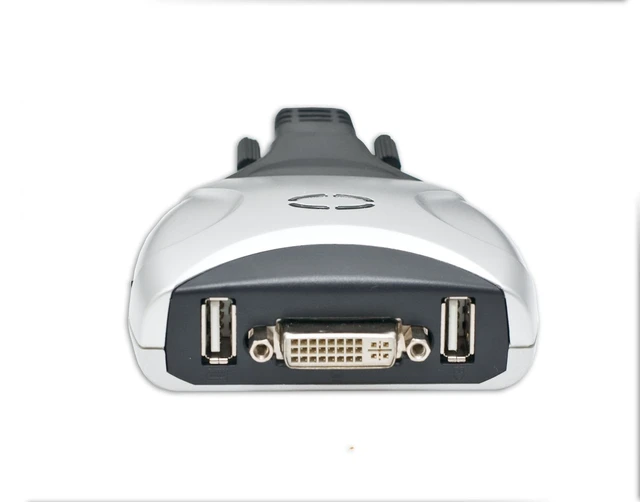 Alt view image 4 of 5 - 2 Port KVM Switch 1920 X 1200 - DVI W/ Audio and USB 2.0 Hub Display/ Screen KVM Switch - DVI 3.9 ft Cables