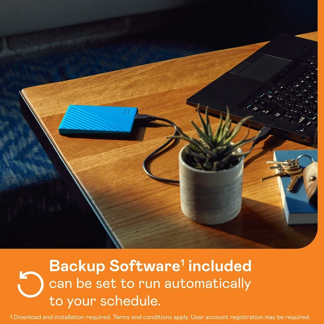 Alt view image 3 of 5 - WD 1TB My Passport, Portable External Hard Drive, Blue, backup software with defense against ransomware, and password protection, USB 3.1/USB 3.0 compatible - WDBYVG0010BBL-WESN