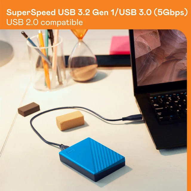 Alt view image 5 of 5 - WD 1TB My Passport, Portable External Hard Drive, Blue, backup software with defense against ransomware, and password protection, USB 3.1/USB 3.0 compatible - WDBYVG0010BBL-WESN