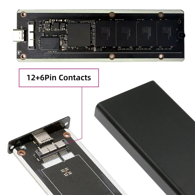 Alt view image 3 of 5 - Xiwai USB3.0 Type-C to 12+6Pin/17+7Pin USB-C Enclosure 5Gbps Mobile Box for MAC Air Pro 2010 2011 SSD Portable Case Adapter