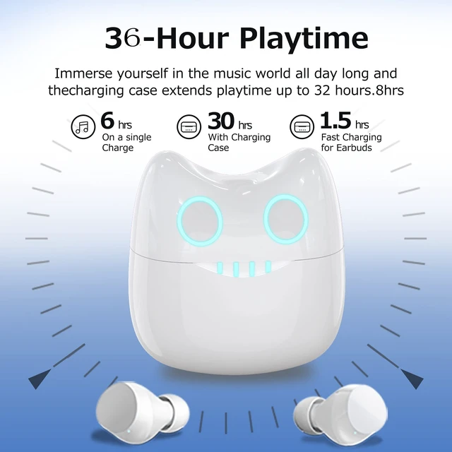 Alt view image 2 of 5 - AMAFACE Wireless Earbuds for Kids, Headphones with Cute Panda Charging Case with Mic, Noise Cancelling,Typ-C, 3D Stereo Waterproof Bluetooth Buds for Sport & Outwork,3 x Ear caps(S,M,L)