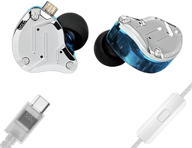 Main image of KZ ZS10 PRO USB C Wired Headphones Type-C in Ear Monitor Headphone,4BA+1DD 5 Driver Gaming Earbuds USB C Wired Earphones, HiFi Clarity Sound Immersive Bass IEMs for Gaming (USBC-with Mic, Blue)