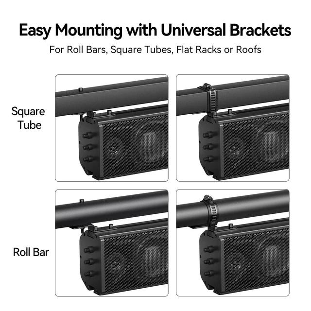 Alt view image 2 of 5 - Ehaho Universal Mounting Kit Z-Type Flat Bracket, Compatible with T101, T102 Sound Bars for UTVs, ATVs, and Golf Carts