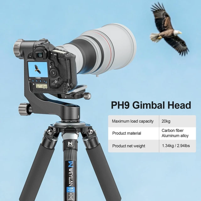 Alt view image 3 of 5 - Heavy Duty Carbon Fiber Gimbal Tripod Head for Camera, Telephoto Lenses