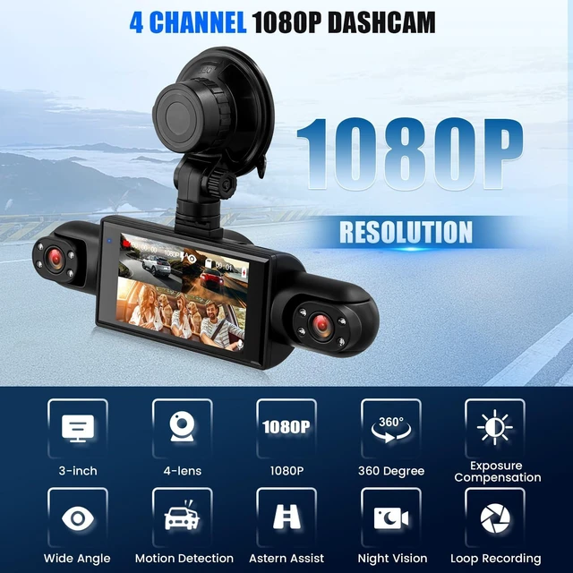 Alt view image 2 of 5 - 360 4 Channel Dash Cam Front and Rear Left Right Camera for Cars