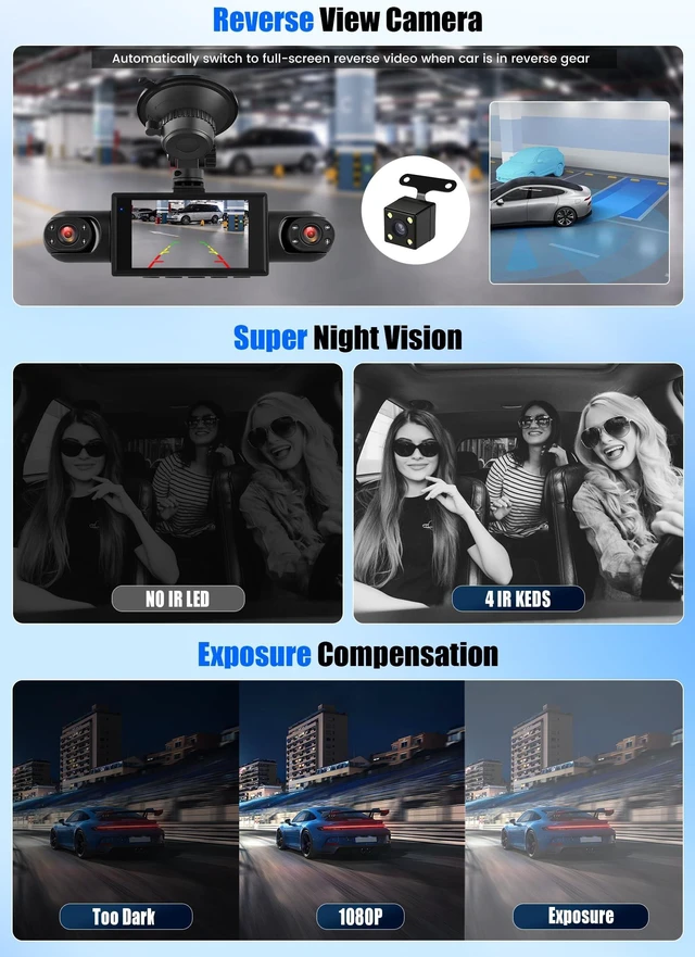 Alt view image 4 of 5 - 360 4 Channel Dash Cam Front and Rear Left Right Camera for Cars