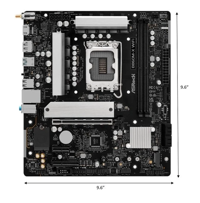 Alt view image 5 of 5 - ASRock B860M X WiFi 6E DDR5 up to 9066+ (OC) MHz 128GB M.2 B860 LGA1851 Micro ATX Motherboard Intel Core Ultra(Series 2) BIOS Flashback SATA3 6.0 Gb/s PCIe 4.0 x16 Realtek 2.5G LAN 7 x USB 3.2
