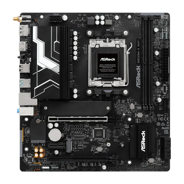 Alt view image 2 of 5 - ASRock B860M X WiFi 6E DDR5 up to 9066+ (OC) MHz 128GB M.2 B860 LGA1851 Micro ATX Motherboard Intel Core Ultra(Series 2) BIOS Flashback SATA3 6.0 Gb/s PCIe 4.0 x16 Realtek 2.5G LAN 7 x USB 3.2