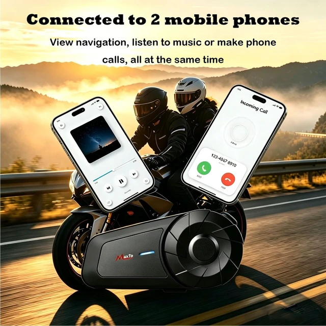 Alt view image 2 of 5 - G G-WEI MX1 Motorcycle Helmet Bluetooth Headset, 2 Riders Intercom, 1 Pack