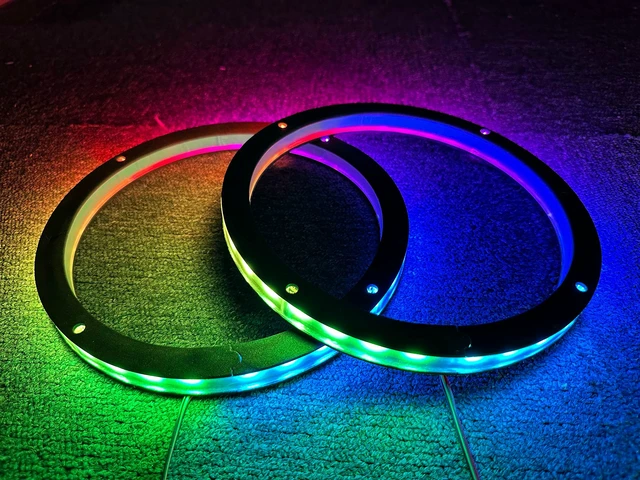 Alt view image 3 of 5 - Sando Tech 2PCS 6.5" Car LED Speaker Ring Lights Million Colors Shift Coaxial Speaker Rings Dream Color Chasing Flow Series + RGB Spacer Ring Light Bluetooth App & Remote Control