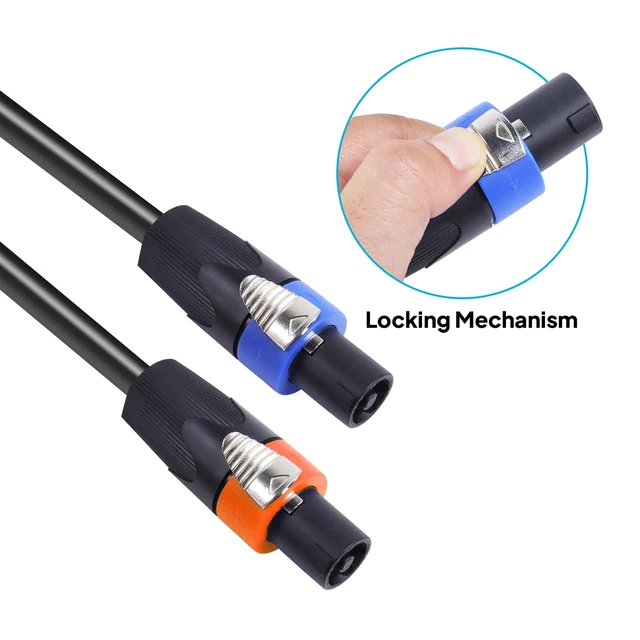 Alt view image 4 of 5 - SUNNAREPOON 4 Conductor Speakon Cables 12AWG NL4 Cable 3FT Blue & Orange