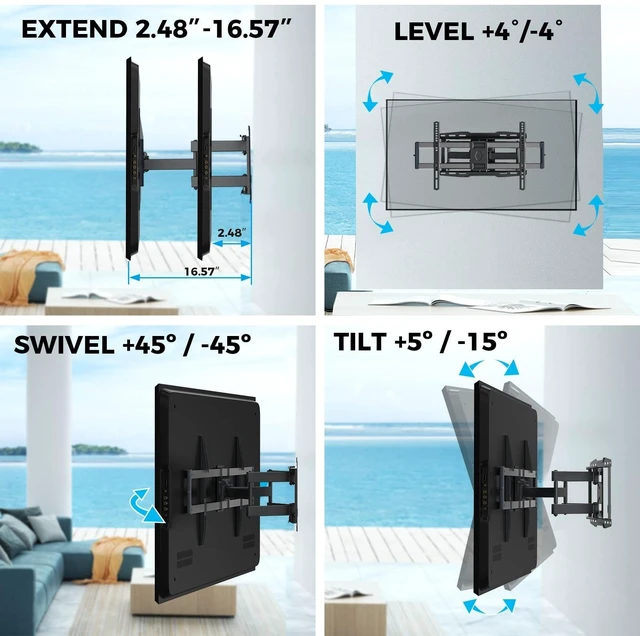Alt view image 3 of 5 - USX STAR Outdoor TV Wall Mount Full Motion for 65 70 75 85 86 90 Inch TVs
