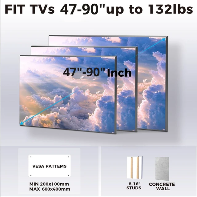 Alt view image 5 of 5 - USX STAR Outdoor TV Wall Mount Full Motion for 65 70 75 85 86 90 Inch TVs