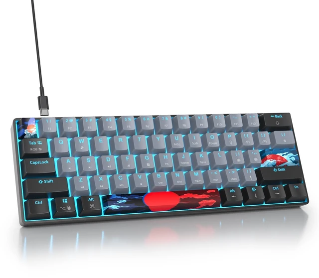 Main image of Fogruaden 60% Mechanical Gaming Keyboard, 61 Keys, RGB Backlit, Compact 60 Percent Wired Keyboard for Win/Mac PC Gamer, Easy to Carry on Trip (61Dolch-BlueSwitch-RGB)