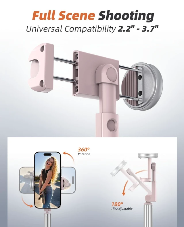 Alt view image 5 of 5 - Tripod for iPhone, Selfie Stick with Remote, Stable & Durable Phone Tripod