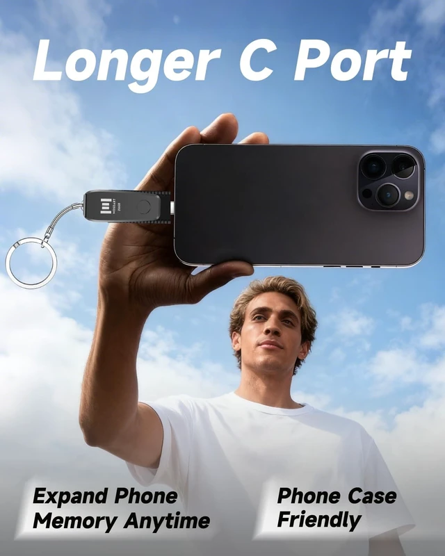 Alt view image 4 of 5 - MOSDART 256GB USB C and A 3.1 Dual Flash Drive with Keychain, Black