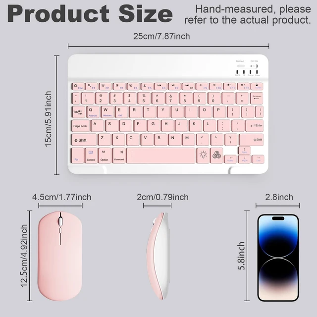 Alt view image 4 of 5 - TopPerfekt Slim Lightweight Bluetooth Keyboard with 7-Color Backlit Compatible and Mouse Wireless, Rechargeable Mini Small Travel, for iPad Pro Air Mini, Tablet iOS Android Windows Computer - P