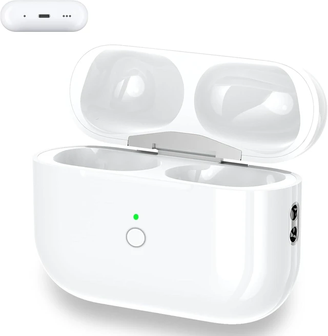 Main image of Wireless Charging Case Replacement Compatible with AirPods Pro 1/2 Generation, AirPods Pro 1st & 2nd Charger Case with Bluetooth Pairing Sync Button - No Earbudswith Lightni