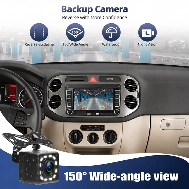 Alt view image 5 of 5 - Car Stereo for Volkswagen VW Tiguan 2009-2015 with Wireless Apple CarPlay Android Auto, 7" HD Touchscreen Car Radio with Bluetooth, Backup Camera, FM AM RDS, Mirror Link, EQ/USB, Remote Control