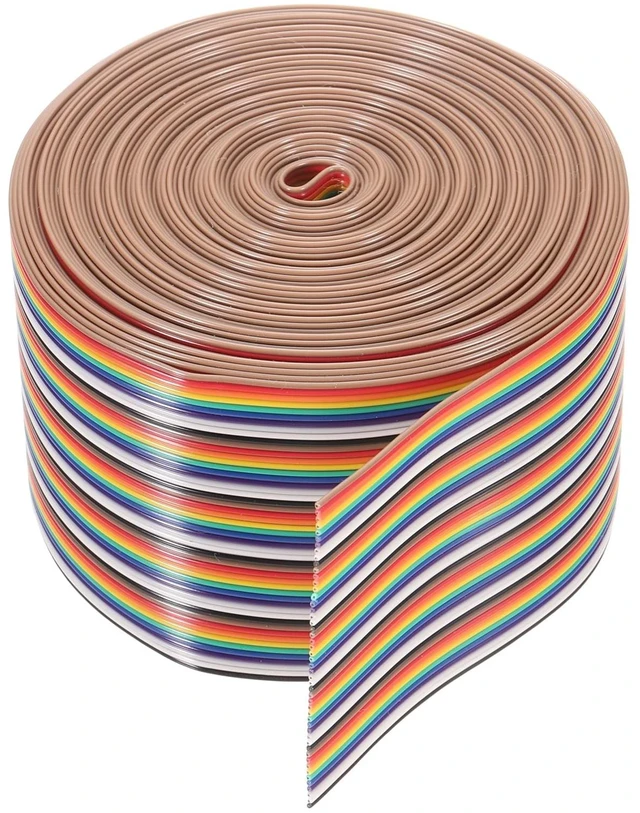 Main image of MECCANIXITY 1 Pcs 50 Pin Flat Rainbow Ribbon Cable 30 Ft 1.27mm Pitch Breadboard Jumper Wires for Electronic Projects