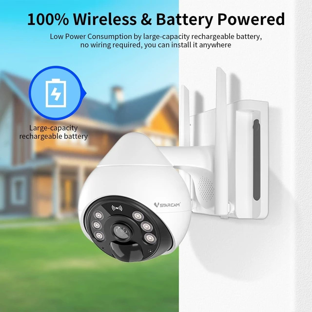 Alt view image 3 of 5 - VSTARCAM 4G Cellular Security Cameras Wireless Outdoor, 3MP Battery Powered Cameras for Home Surveillance, Motion Detection, Color Night Vision, Pan/Tilt, 2-Way Talk, Cloud &SD Storage