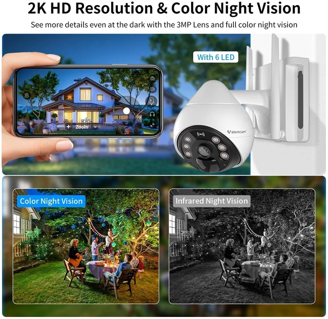 Alt view image 5 of 5 - VSTARCAM 4G Cellular Security Cameras Wireless Outdoor, 3MP Battery Powered Cameras for Home Surveillance, Motion Detection, Color Night Vision, Pan/Tilt, 2-Way Talk, Cloud &SD Storage