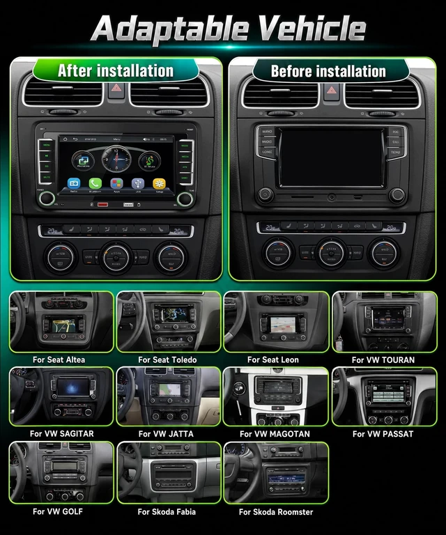 Alt view image 2 of 5 - Rimoody Car Radio Stereo Carplay for VW Passat Jetta Tiguan Golf EOS Polo