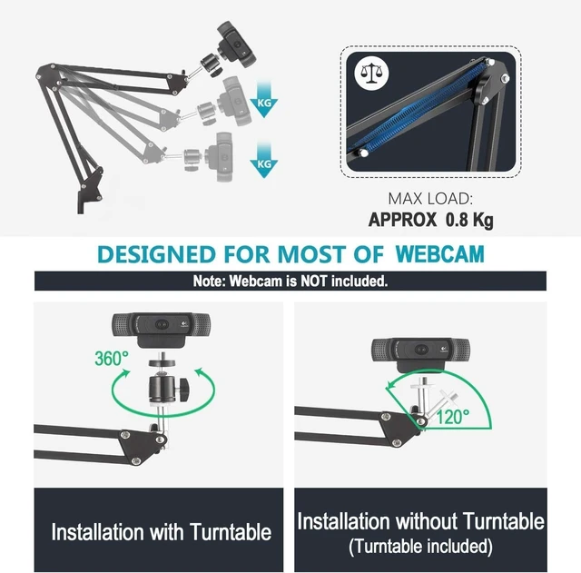 Alt view image 5 of 5 - AYIZON Kiyo V2 Webcam Floor Stand,Metal Folding Webcam Floor Holder compatible with Razer kiyo V2 X,Kiyo V2, kiyo pro, kiyo X, kiyo pro ultra 4K Webcams