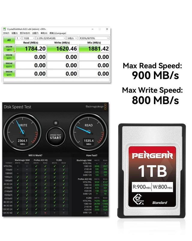 Alt view image 3 of 5 - Pergear 1TB CFexpress Type A Memory Card for Sony Alpha Sony FX Cameras