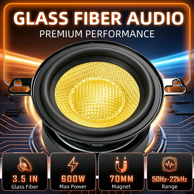 Alt view image 2 of 5 - WDiYA 3.5" Speakers 600W Glass Fiber Cone Woofer 3.5 Inch Speaker Car Audio