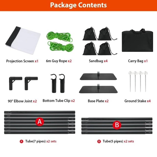 Alt view image 2 of 5 - Projector Screen with Stand, Tool Free 120 inch Outdoor 16:9 4K Front Rear HD Portable Projector Screen Indoor Foldable Movie Screen with Carry Bag, Sandbag for Home Backyard, Camping, Theater