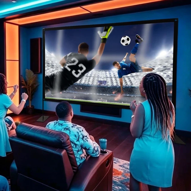 Alt view image 5 of 5 - Projector Screen with Stand, Tool Free 120 inch Outdoor 16:9 4K Front Rear HD Portable Projector Screen Indoor Foldable Movie Screen with Carry Bag, Sandbag for Home Backyard, Camping, Theater