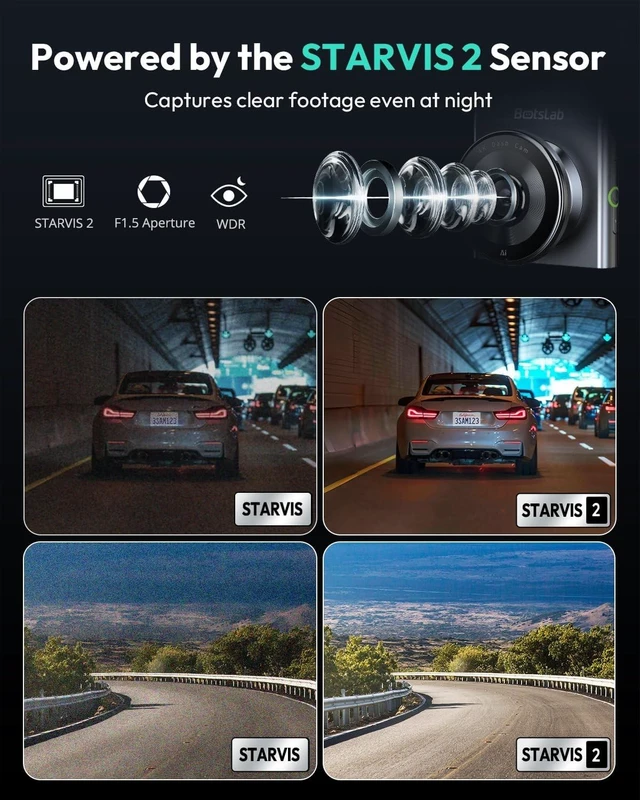 Alt view image 4 of 5 - BOTSLAB G300H Plus 4K Hardwire Kit Dash cam Front and Rear, STARVIS 2, App