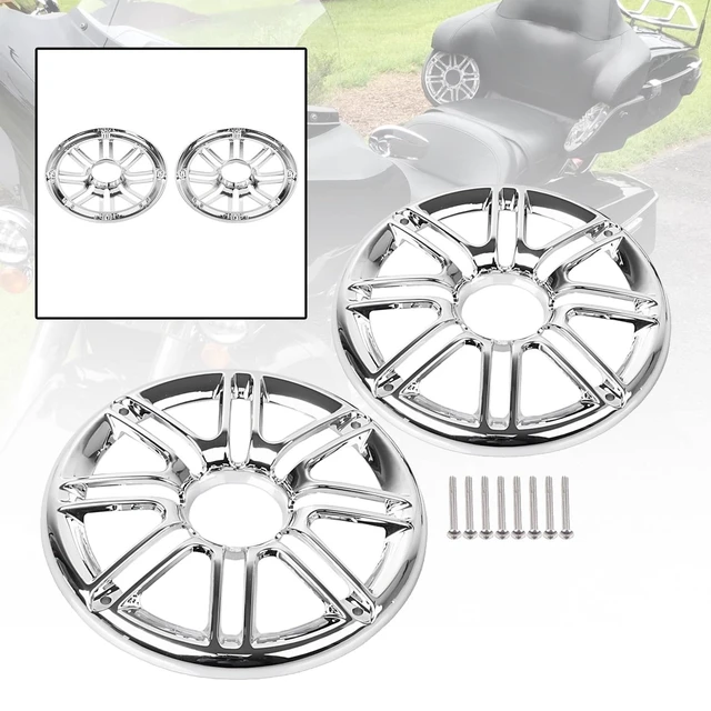 Alt view image 2 of 5 - BID4ZE Chrome Rear Speaker Trim Grill Fairing Cover For Harley Electra Glide Ultra Classic FLHTCU Tri Glide Ultra FLHTCUTG 2014-2023 Road Glide Ultra FLTRU/Limited FLTRK 2016-2019