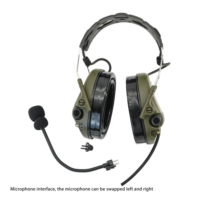Alt view image 3 of 5 - TACGZGJSM TAC300 Tactical Headset, Noise Cancelling Sound Amplification Hearing Protection with Detachable Headband & 2Pin PTT for Airsoft Sports (Army Green)