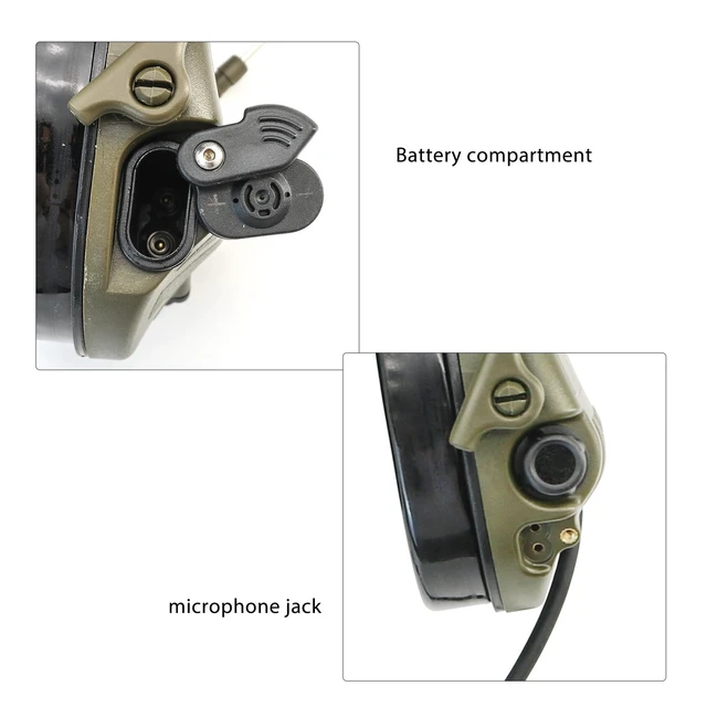 Alt view image 5 of 5 - TACGZGJSM TAC300 Tactical Headset, Noise Cancelling Sound Amplification Hearing Protection with Detachable Headband & 2Pin PTT for Airsoft Sports (Army Green)