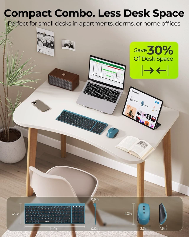 Alt view image 5 of 5 - seenda COE401 Wireless Keyboard and Mouse Combo, 3-Device, Black Blue