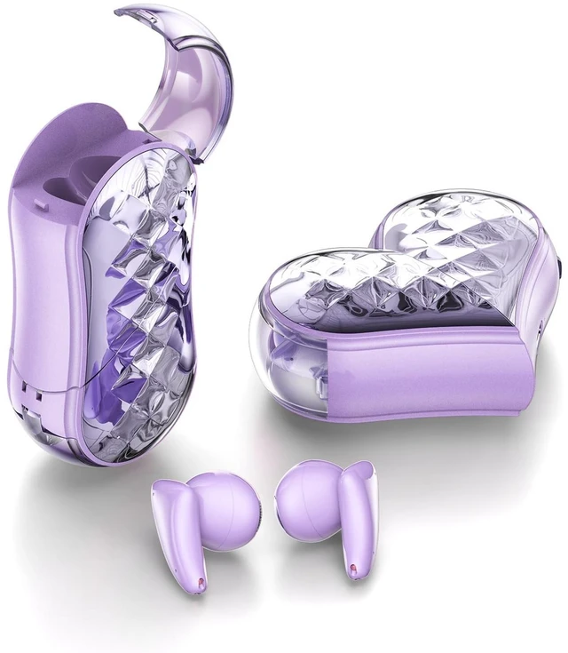 Main image of Yihou Purple Kids Cute Wireless Earbuds Kawaii Hearts Shaped Blue Tooth Ear Buds Unique Design Headphones for iPhone Android Kids Girl Friends