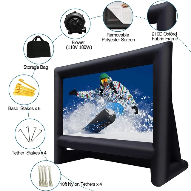 Alt view image 2 of 5 - XHYCPY 16ft Inflatable Movie Screen Outdoor Projector Screen with Air Blower - Front/Rear Projection, Easy Set Up Blow Up Screen for Backyards Movie Nights Party Fun