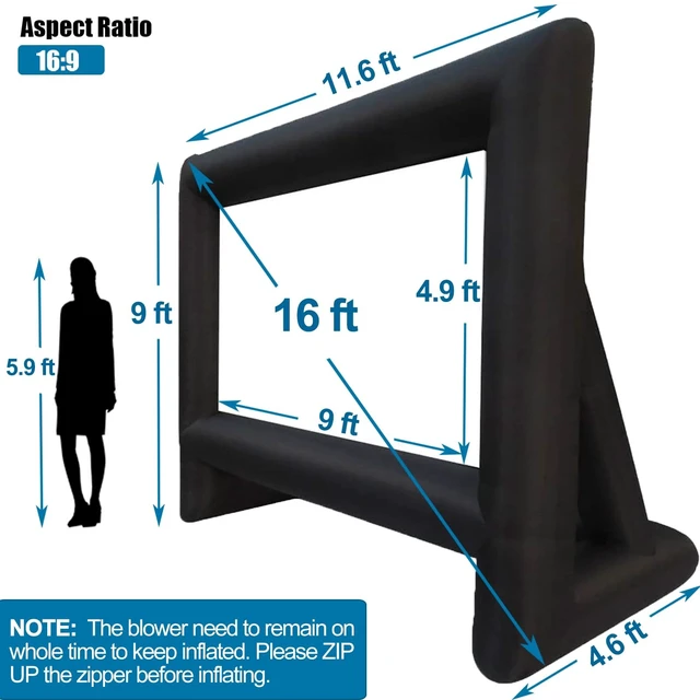 Alt view image 3 of 5 - XHYCPY 16ft Inflatable Movie Screen Outdoor Projector Screen with Air Blower - Front/Rear Projection, Easy Set Up Blow Up Screen for Backyards Movie Nights Party Fun
