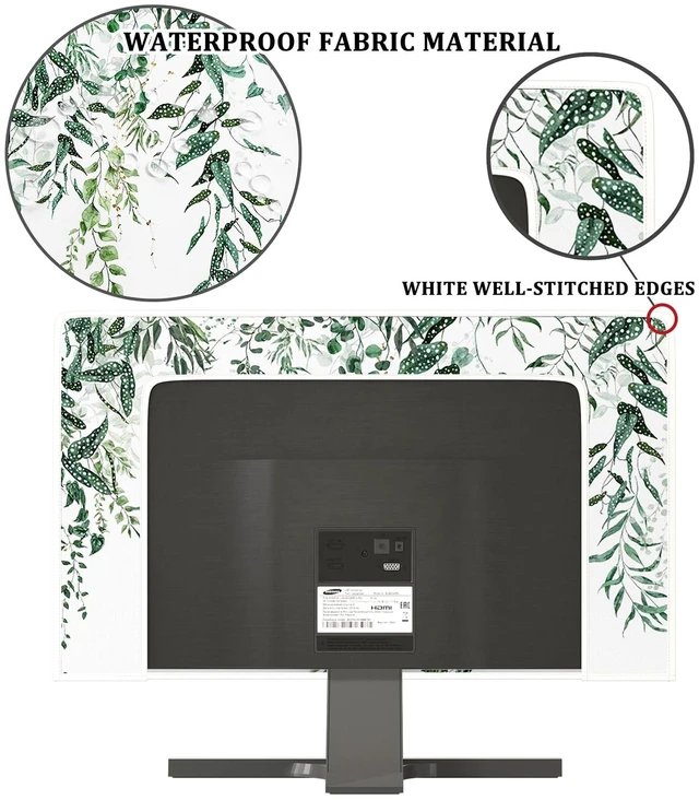 Alt view image 3 of 5 - Baocicco Green Botanical Waterproof Screen TV Cover 55 Inch Watercolor Leaves Spring Summer Plants Design TV Display Screen Covers Antistatic Water Resistant Television CoverGreen and White