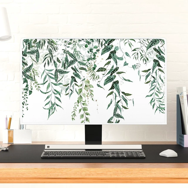 Alt view image 4 of 5 - Baocicco Green Botanical Waterproof Screen TV Cover 55 Inch Watercolor Leaves Spring Summer Plants Design TV Display Screen Covers Antistatic Water Resistant Television CoverGreen and White