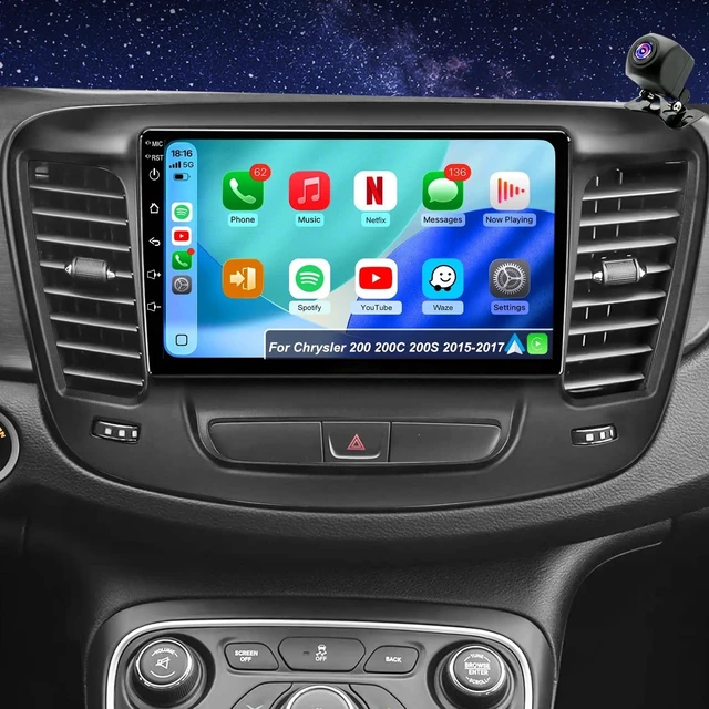 Main image of 64G 5GWiFi Upgrade Car Stereo Radio for Chrysler 200 200C 200S 2015 2016 2017, 9inch Touch Screen Accessories Replacement Wireless Carplay Android Auto Bluetooth GPS Navigation Backup Camera FM