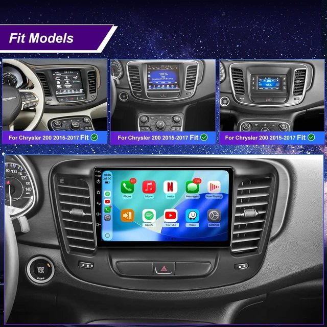 Alt view image 2 of 5 - 64G 5GWiFi Upgrade Car Stereo Radio for Chrysler 200 200C 200S 2015 2016 2017, 9inch Touch Screen Accessories Replacement Wireless Carplay Android Auto Bluetooth GPS Navigation Backup Camera FM