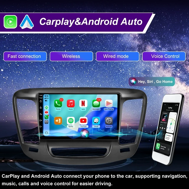 Alt view image 3 of 5 - 64G 5GWiFi Upgrade Car Stereo Radio for Chrysler 200 200C 200S 2015 2016 2017, 9inch Touch Screen Accessories Replacement Wireless Carplay Android Auto Bluetooth GPS Navigation Backup Camera FM