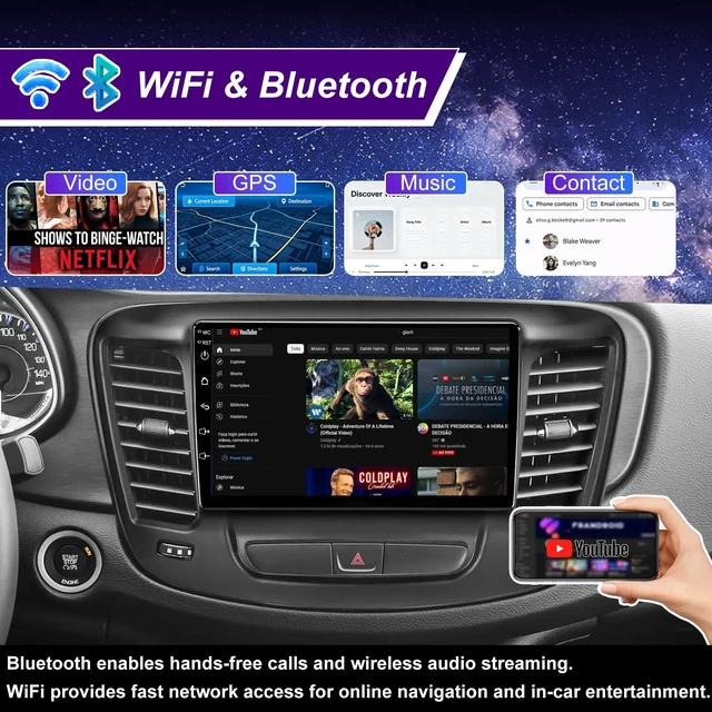Alt view image 4 of 5 - 64G 5GWiFi Upgrade Car Stereo Radio for Chrysler 200 200C 200S 2015 2016 2017, 9inch Touch Screen Accessories Replacement Wireless Carplay Android Auto Bluetooth GPS Navigation Backup Camera FM
